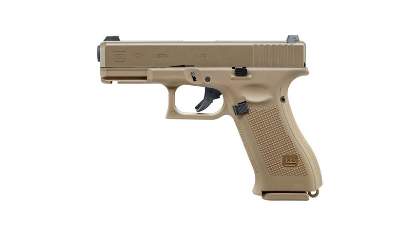 Glock 19X Coyote Tan GBB Metal Slide Scritte e Loghi Originali by Vfc x Umarex