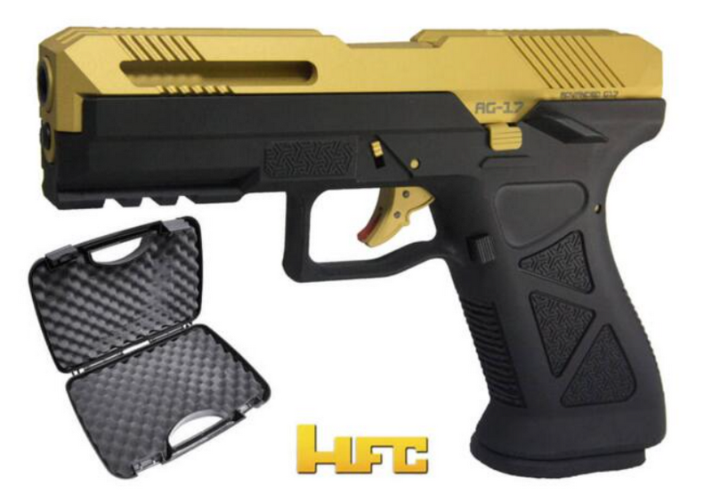 HFC G17 Type AG17 Golden Metal Slide Full GBB Gas Blow Back Hard Case con Valigetta by HFC