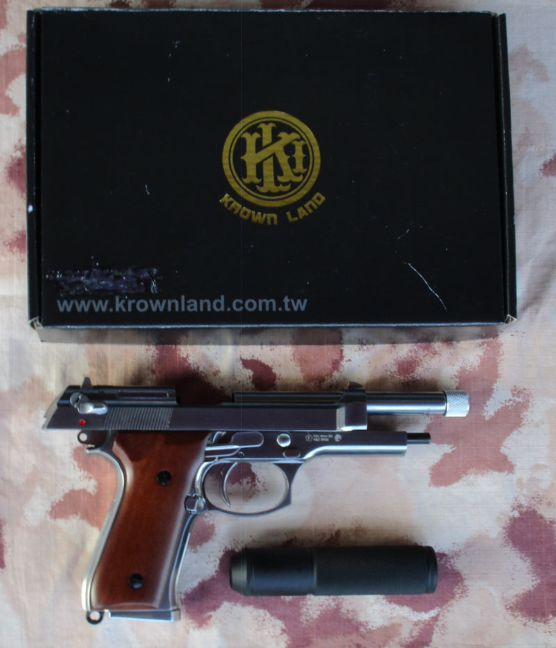 KLI M92 - KL92 Silver Chrome Cromata GBB Full Metal Guancette in Legno by Krown Land Ind