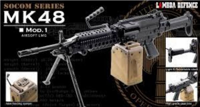 Lambda Defence Mk48 MOD 1 Airsoft AEG Machine Gun Retractable Stock by Lambda Defence