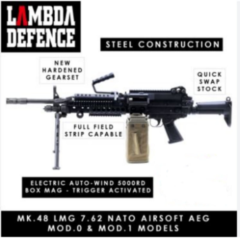 Lambda Defence Mk48 MOD 1 Airsoft AEG Machine Gun Retractable Stock by Lambda Defence