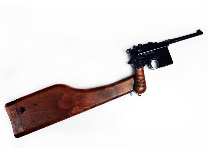 M712 Mauser C96 Broomhandle Full Metal GBB Semi Auto & Full Auto "Schnellfeuer" w. Stock Holster by We