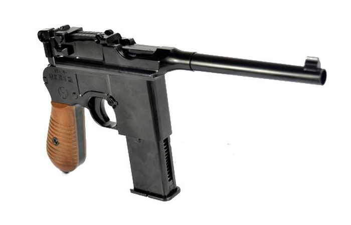 M712 Mauser C96 Broomhandle Full Metal GBB Semi Auto & Full Auto "Schnellfeuer" w. Stock Holster by We