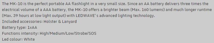 MK-10 Torcia max 160 Lumen by Ledwave
