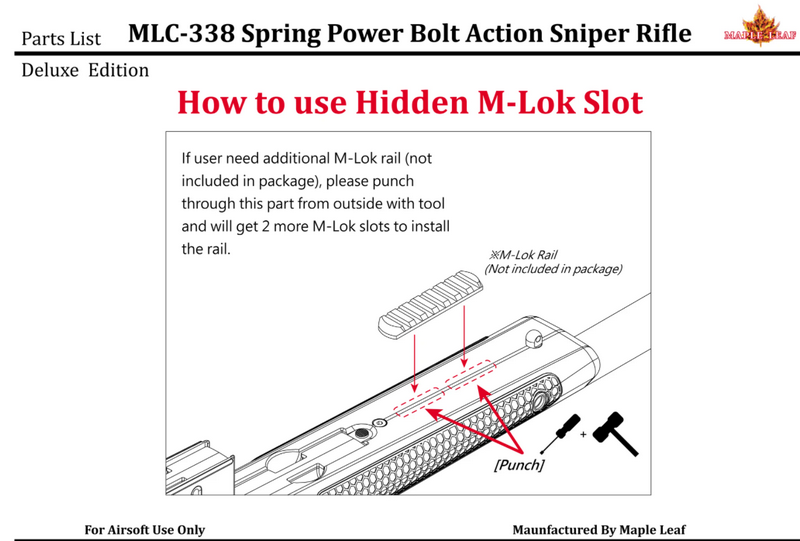 Maple Leaf MLC 338 Spring Bolt Action Rifle 100% Vsr10 Tokyo Marui Compatible by Maple Leaf