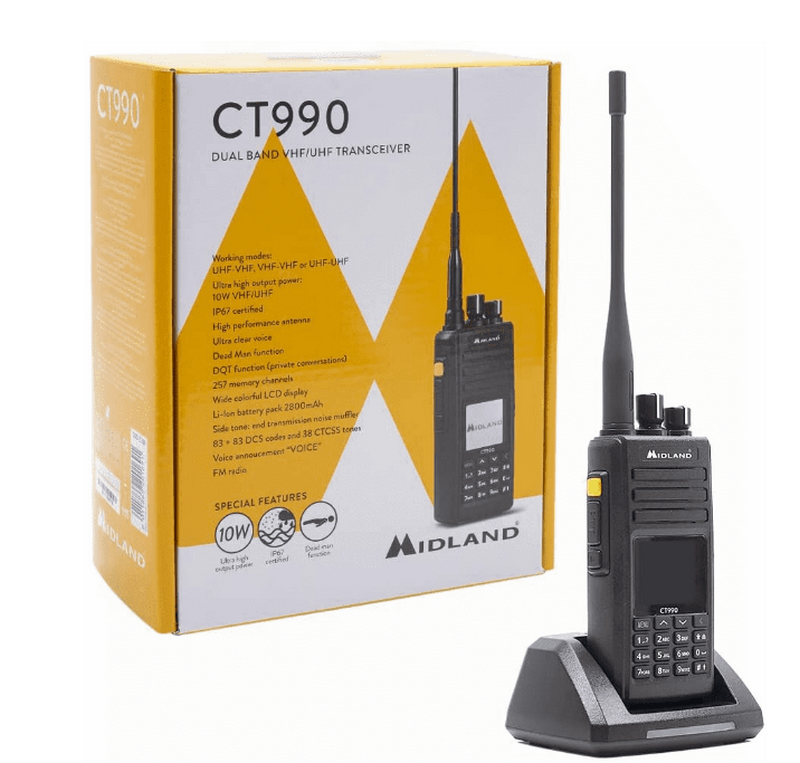 Midland Radio Ricetrasmettitore VHF-UHF portatile 10W CT990 EB by Midland