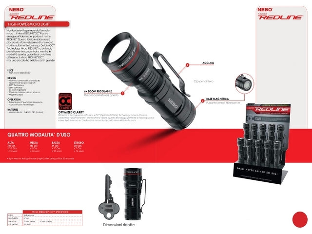 360 Lumen 6x Zoom Micro Redline OC Torcia by Nebo Tools