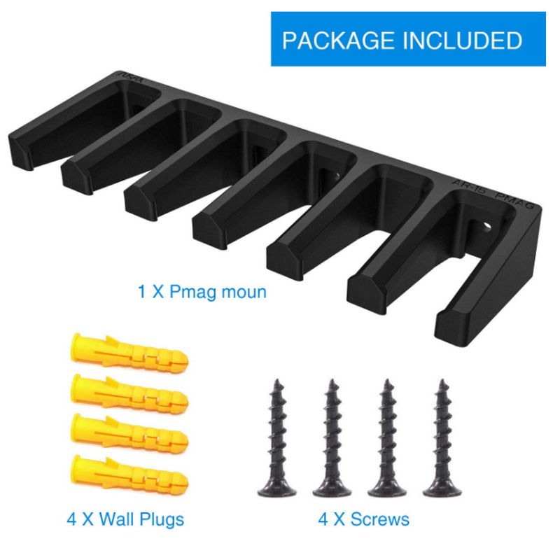 AR15-M4 Polymer Magazine Standard 6 x Wall Mount Mag Holder Home Magazine Storage Rack by Spartan Mounts