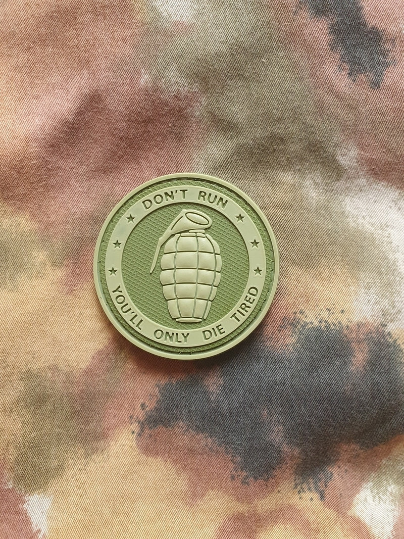 Patch Dont Run You'll Only Die Tired 3D Rubber Patch Gommata