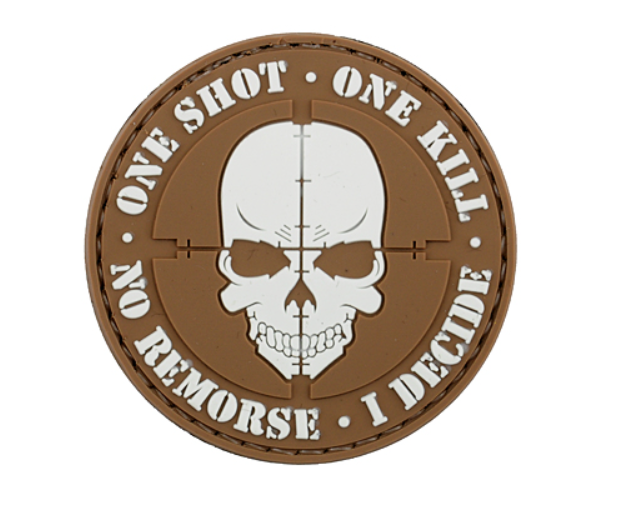 Patch One Shot One Kill Tan Rubber 3D Patch