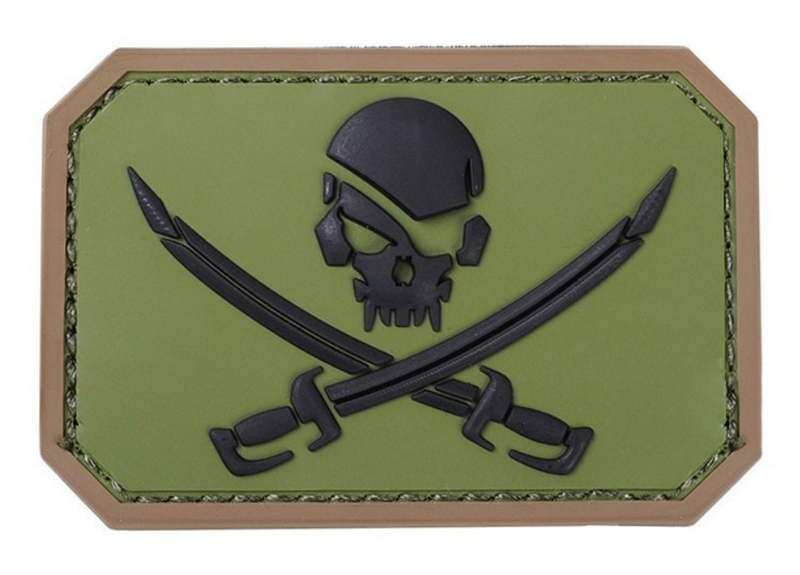 Skull Pirate Crossed Sabers OD 3D Patch by EmersoGear