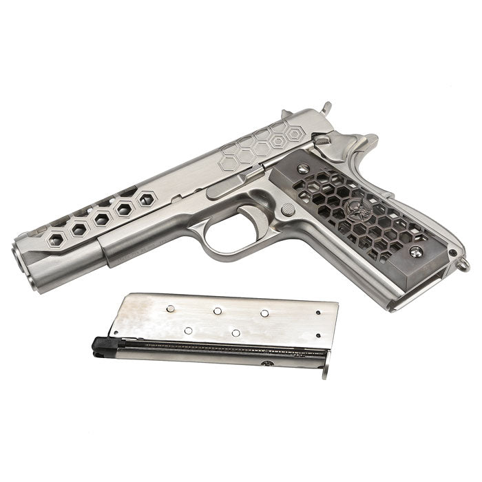 Punisher Hex Cut M1911 GBB Full Metal Satin Chrome by We