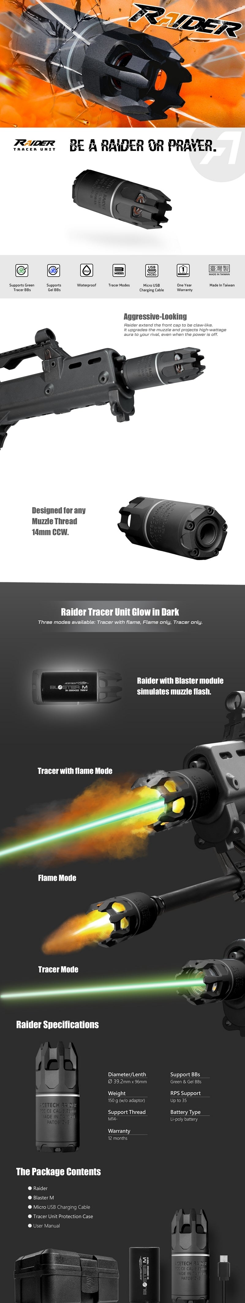 RAIDER Tracer Unit Blaster M - Tan by Acetech Airsoft
