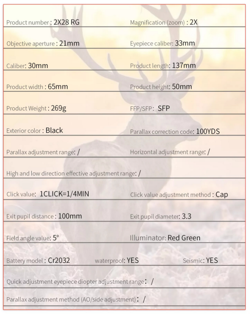 T-EAGLE SR 2X28 SCOPE RG with 30mm. Mounts by T-EAGLE