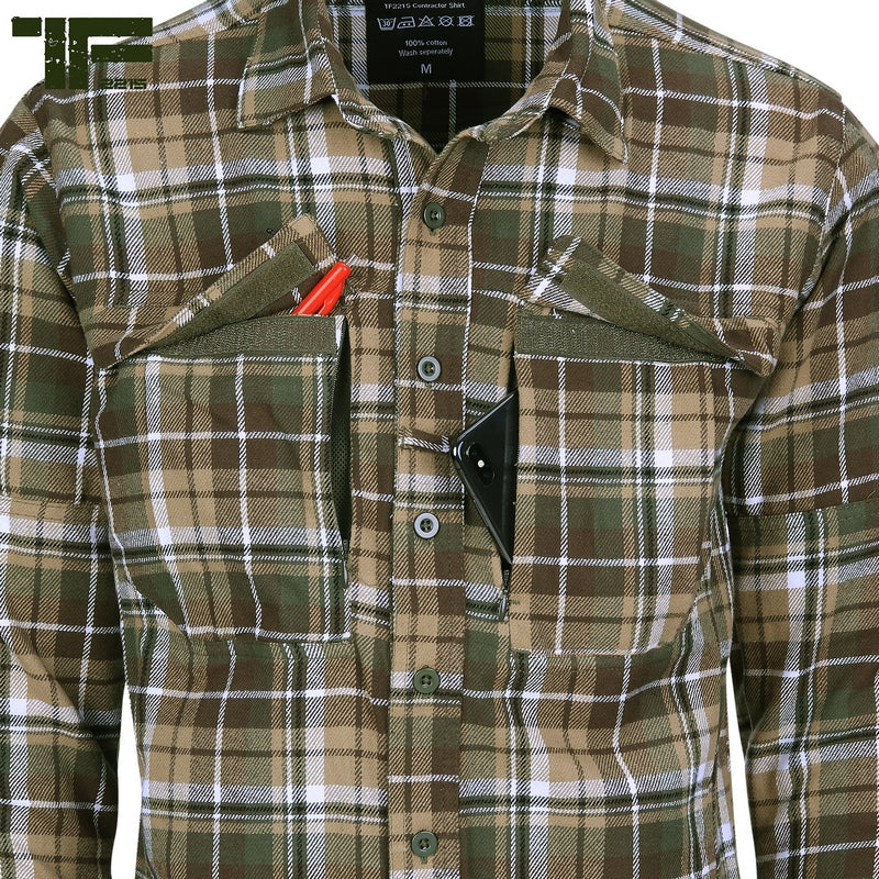 Task Force TF-2215 Flanel Contractor Shirt Brown - Green by 101 Inc.