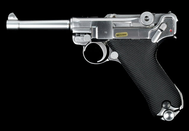 P08 Luger 4inch GBB Gas Blow Back Airsoft Pistol Silver - Chrome Version by WE