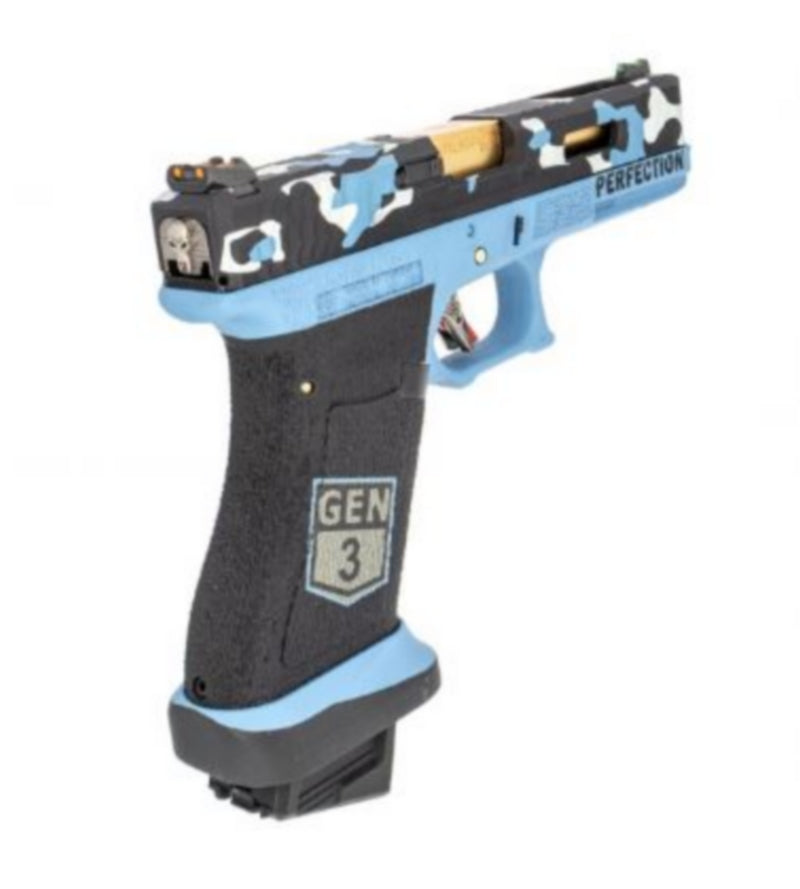 WE G17 - R17 Metal Slide Gen3  Blue Camo GBB Gas Blow Back by WE