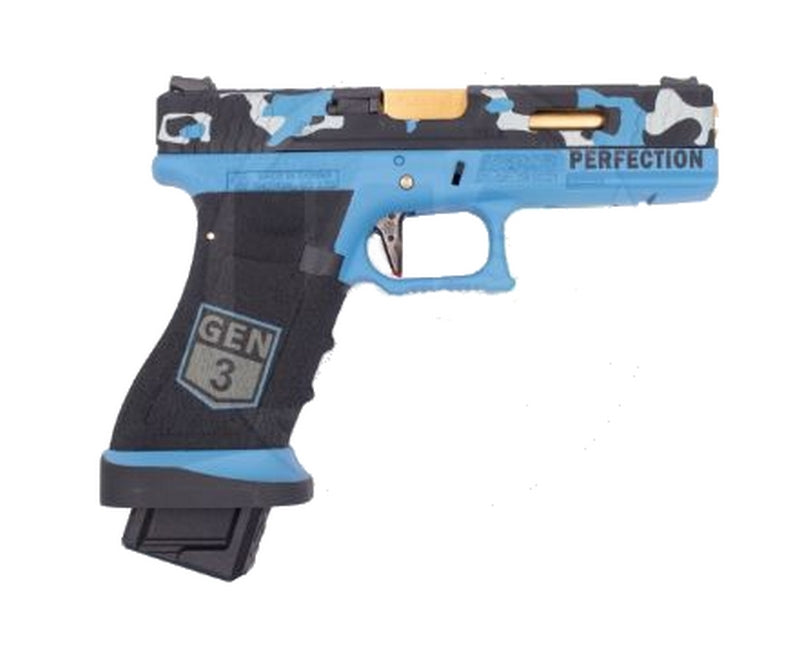 WE G17 - R17 Metal Slide Gen3  Blue Camo GBB Gas Blow Back by WE