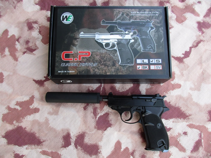 Walther P38K - P010S w. Silencer GBB Full Metal by We