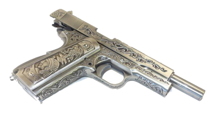 Mexican Druglord .45 M1911  Silver Chrome Classic Floral Pattern GBB by We