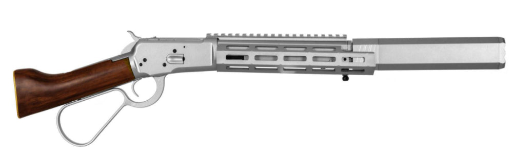 Winchester Randall "Mare's Leg" Silencer 1873 RS Gas Lever Action Full Wood & Metal Silver-Chrome by A&K