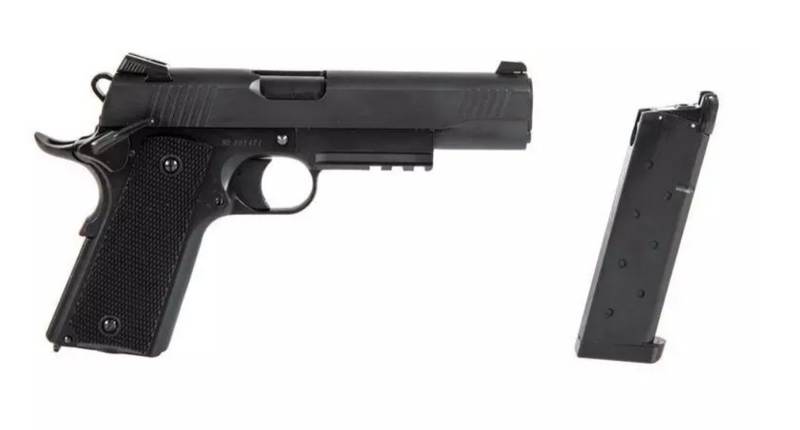 1911 Type CQBP Tactical Rail Full Metal GBB Gas Blow Back by Double Bell