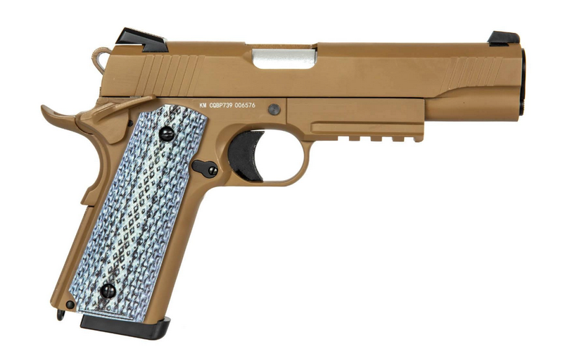 1911 Type CQBP Tan Tactical Rail Full Metal Co2 Blow Back by Double Bell