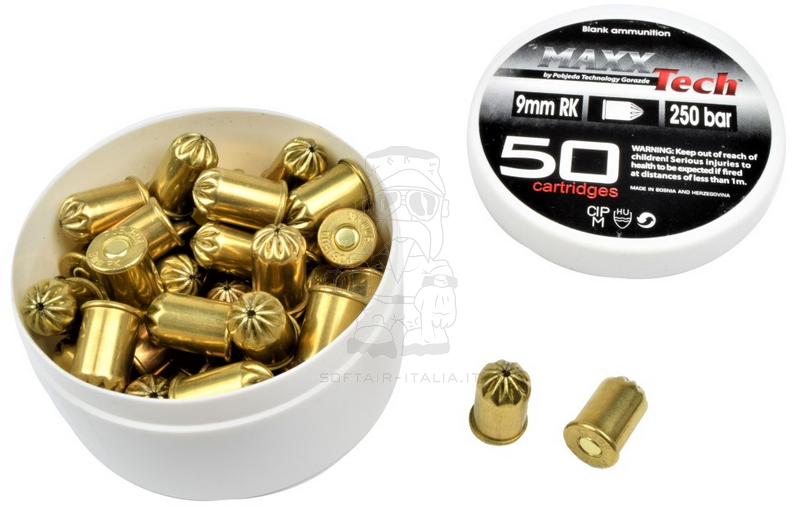 9mm. .380 RK 250BAR Blank Cartridges Cartucce a Salve 50pcs. by MAXX Tech
