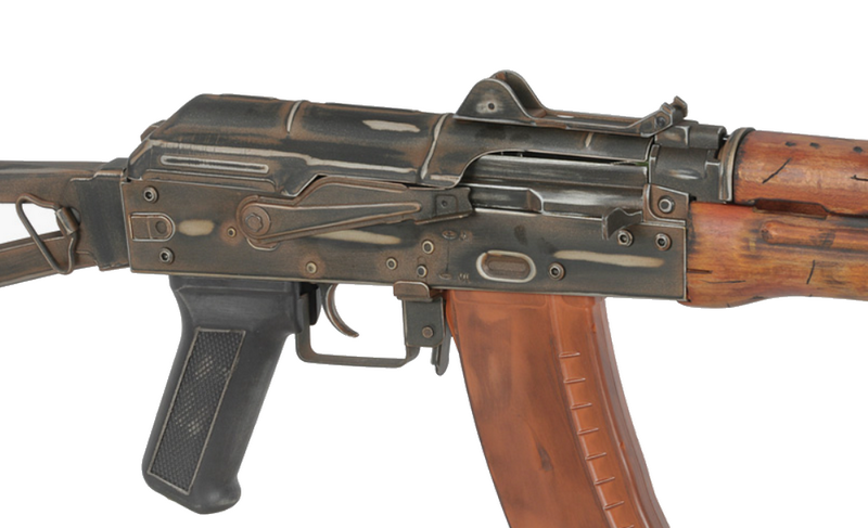 APS AKS-74U ASK205 Blow Back Batlle Worn Rifle Full Wood & Metal by APS