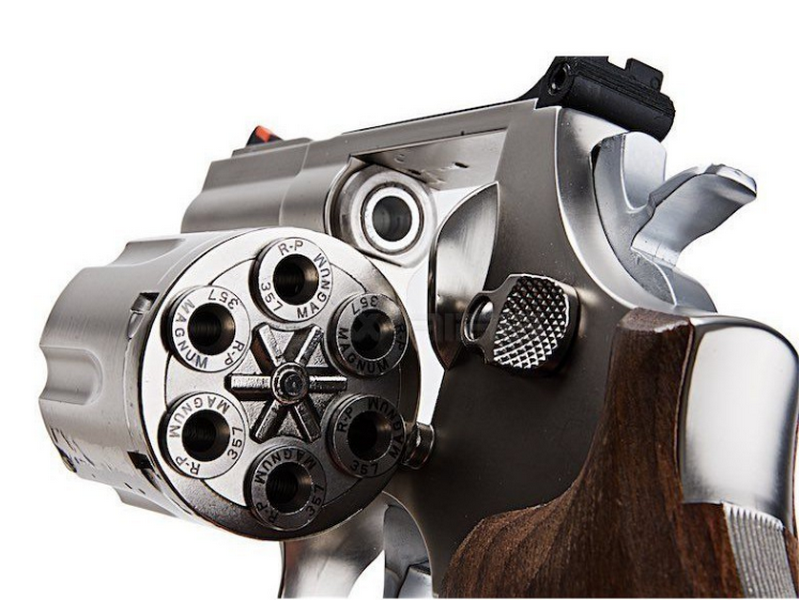 Ares Revolver S&W Wood Grips & Metal Co2 Model 686 2inch Silver - Chrome Version by Ares