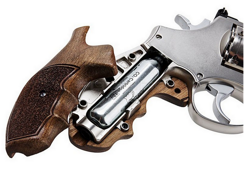 Ares Revolver S&W Wood Grips & Metal Co2 Model 686 2inch Silver - Chrome Version by Ares