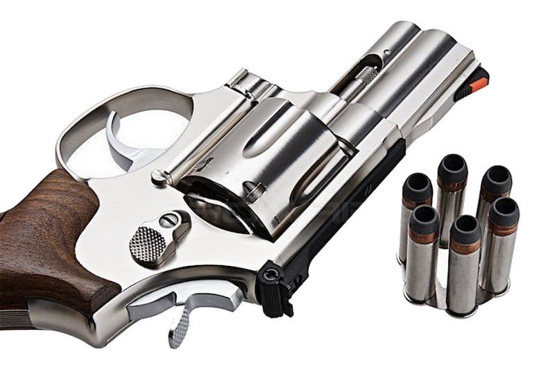 Ares Revolver S&W Wood Grips & Metal Co2 Model 686 2inch Silver - Chrome Version by Ares