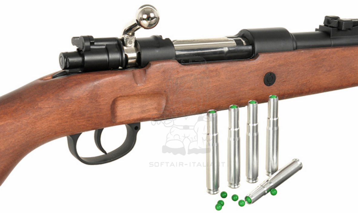 K98 KAR98K 98K Mauser World War II Shell Ejecting  Full Wood & Metal Spring Power Rifle Replica by Double Bell
