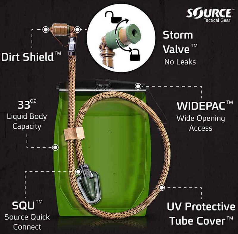 Kangaroo 1L Collapsible Canteen with Coyote Brown MOLLE Pouch by SOURCE Tactical