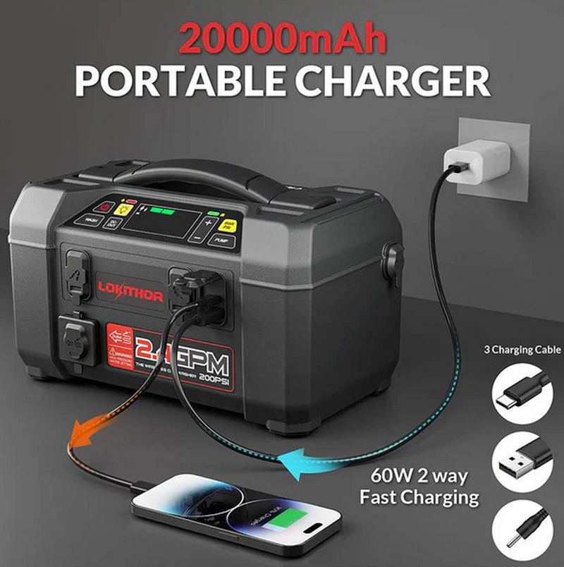 LOKITHOR AW401 Jump Starter 5W1 with Pressure Washer Air Compressor 2500Amp by LOKITHOR