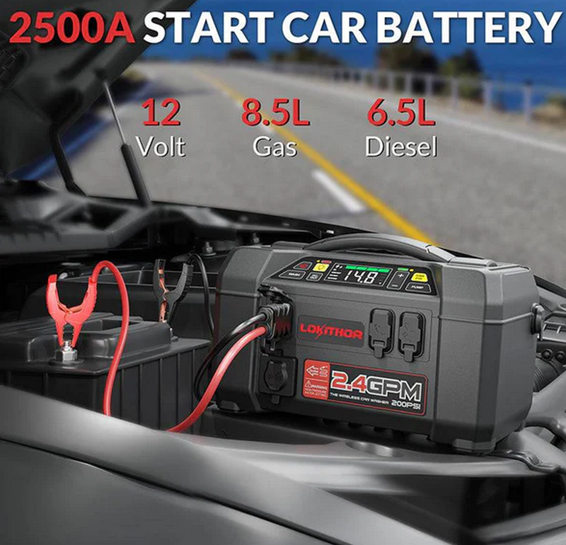 LOKITHOR AW401 Jump Starter 5W1 with Pressure Washer Air Compressor 2500Amp by LOKITHOR