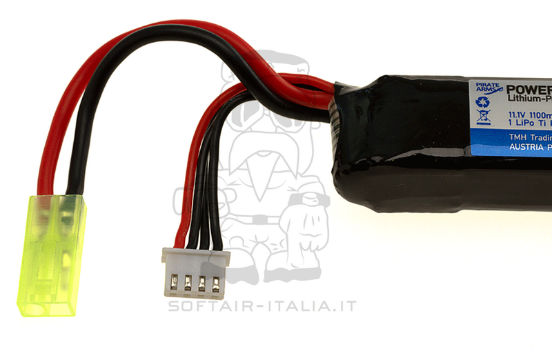 Li-Po Battery 11.1V 1100mAh 20C Stock Tube Type Tamiya Batteria by Pirate Arms