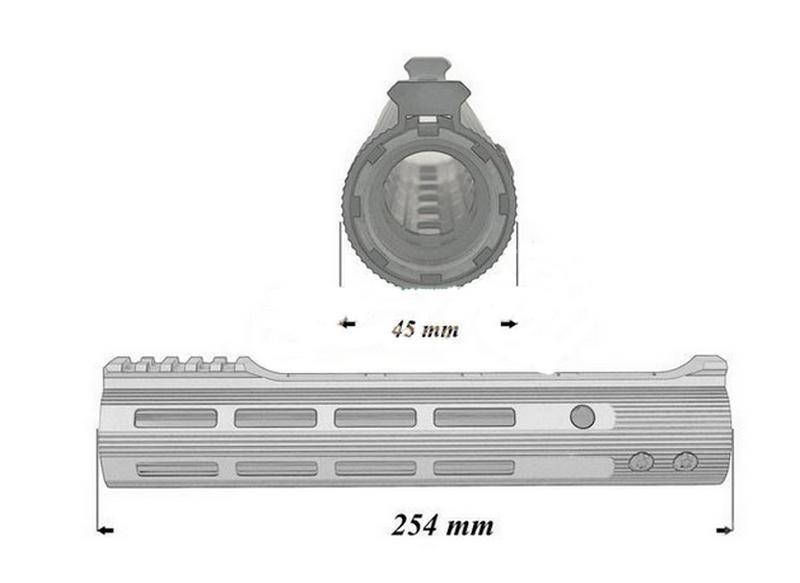 MLOK V2 10inch 255mm. ALG D. Style Handguard by SHS