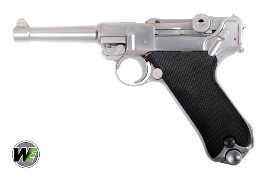 P08 Luger 4inch GBB Gas Blow Back Airsoft Pistol Silver - Chrome Version by WE