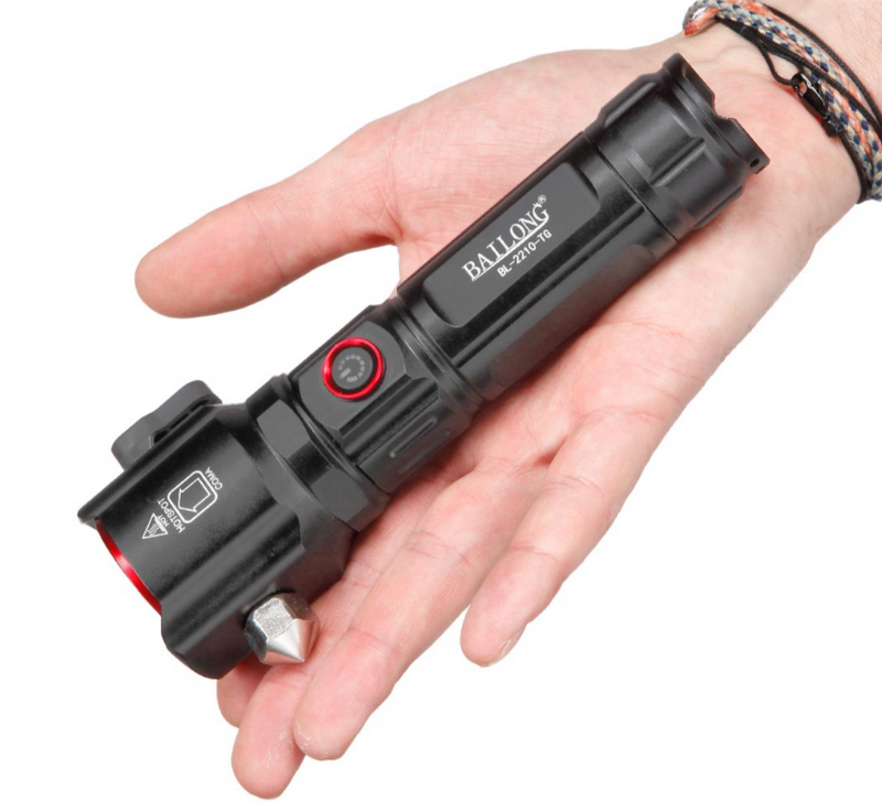 Survival - Rescue - Emergency - Tactical Cob Led Flashlight Belt Cutter - Glass Breaker - Power Bank