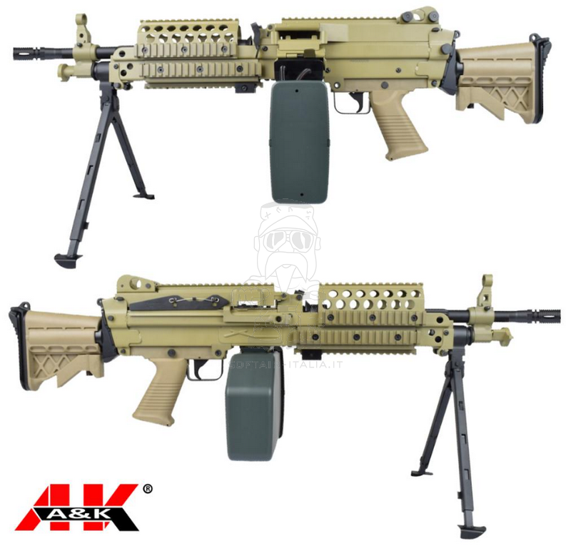 A&K MK46 LMG Sopmod Mod 0 DE Dark Earth Tan Full Metal AEG Mitragliatrice 2024 Version by A&K