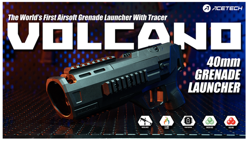 AceTech Volcano Tracer 40mm. Grenade Launcher with RGB Color Flame Effect &  Built-In Rechargeable Tracer Unit by AceTech