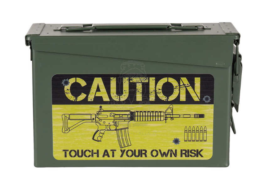 Ammo Steel Box cal.30 Cassetta Porta Munizioni in Acciaio "Touch At Your Own Risk"