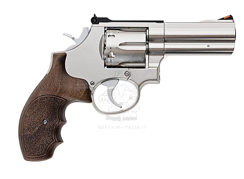 Ares Revolver S&W Wood Grips & Metal Co2 Model 686 3,5inch Silver - Chrome Version by Ares