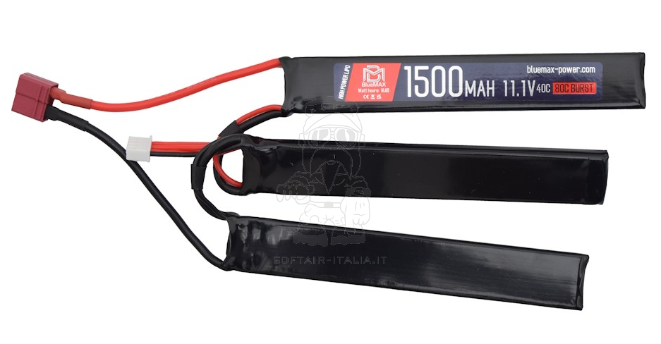 BlueMax Li-Po Battery Batteria 11.1v 1500mAh 40C 80Burst T-Deans PLug by BlueMax