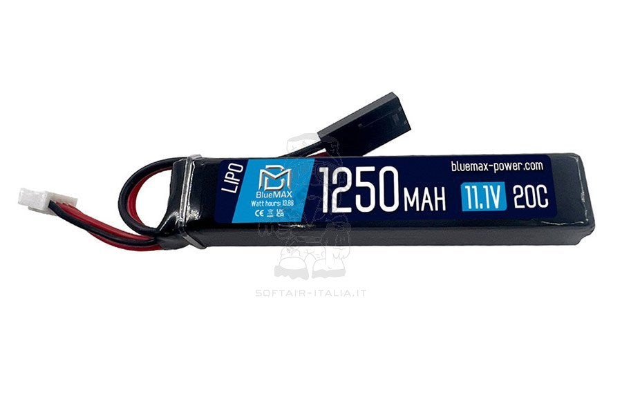 BlueMax Li-Po Battery Batteria 1250mAh 20C 11.1v Stick w Mini Tamiya by Blue Max