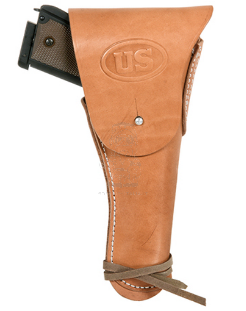Colt 1911 Airsoft & Real Pistol Replica of Original WWII Leather Holster Fondina Repro in Cuoio