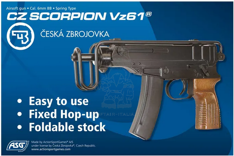 CZ Scorpion Česká Zbrojovka Vz61 Spring Power 1:1 Scale Polymer Airsoft Replica by ASG