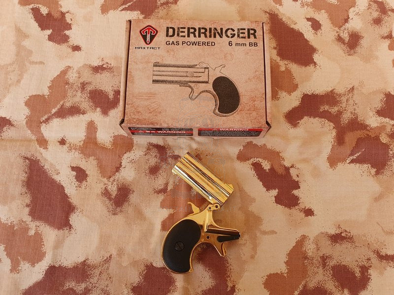 Derringer "Gold" Black Inserts Version Full Metal Double Barrel 6mm. GNB by MaxTact