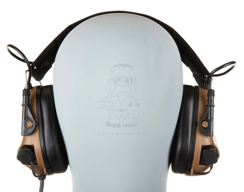 EARMOR M32X MOD4 Tactical Headset Coyote Brown with Headband and M16C Mount for FAST / ARC Rails by EARMOR